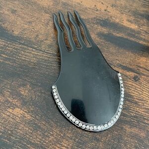 Vintage mantilla black rhinestones hair accessory comb